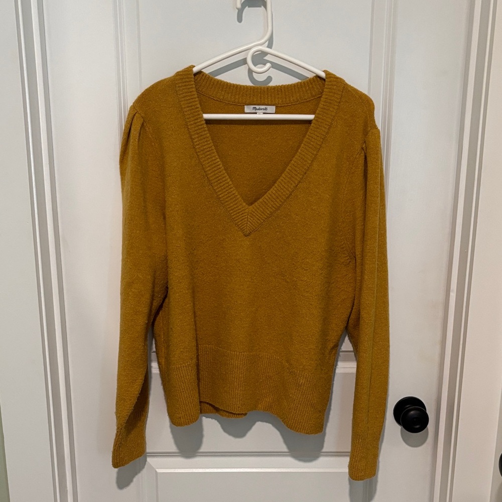 Madewell Mustard V-Neck Sweater